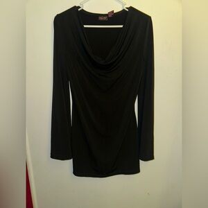 Shape FX Black Long Sleeve Cowl Neck Top